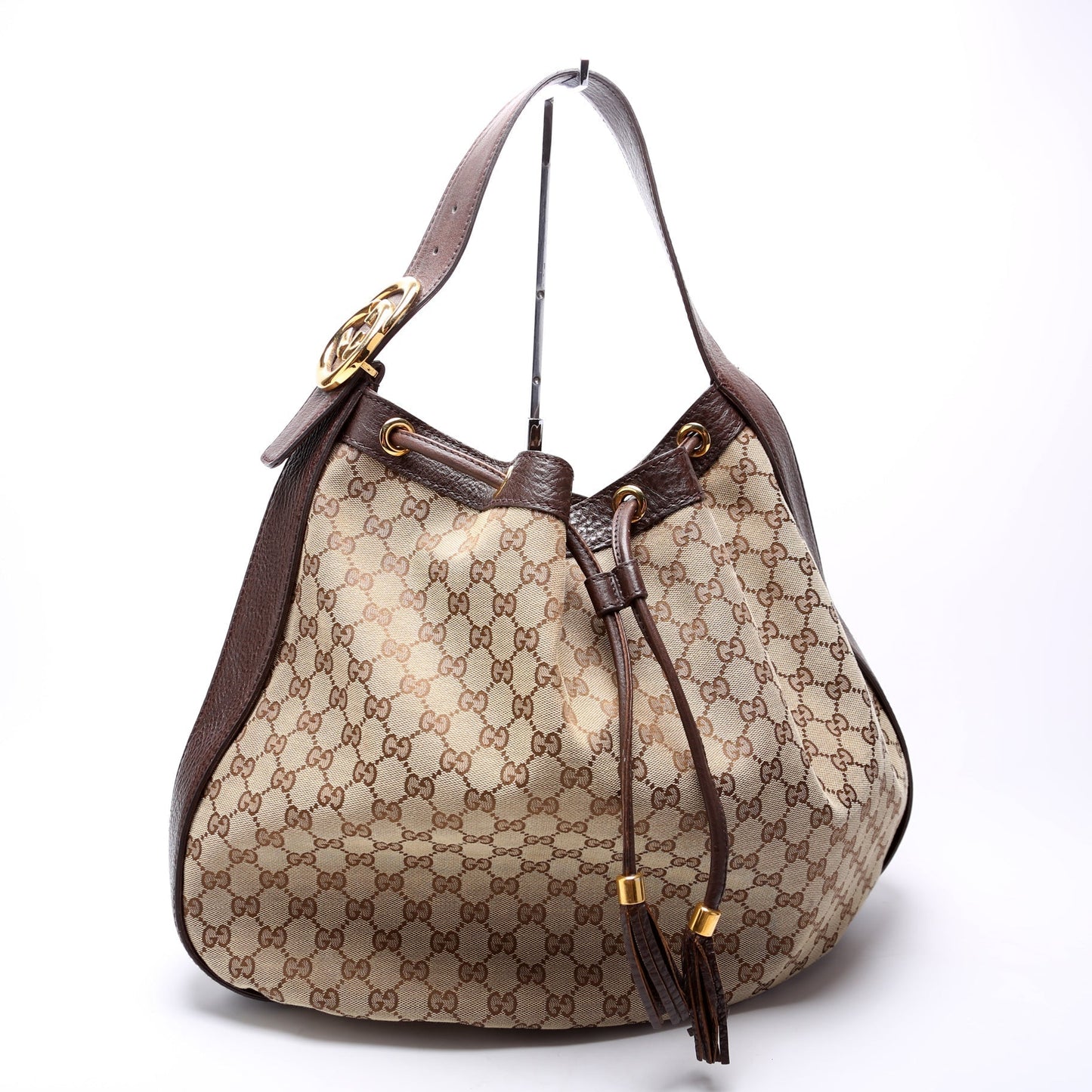 Gucci 223951 GG Canvas Interlocking Icon Drawstring Hobo Bag