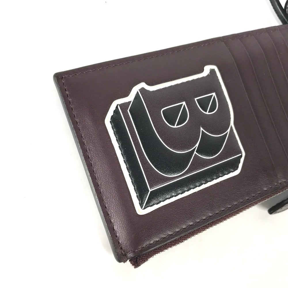 BURBERRY Coin case leather Purple type Wallet Coin Pocket With TB strap mens