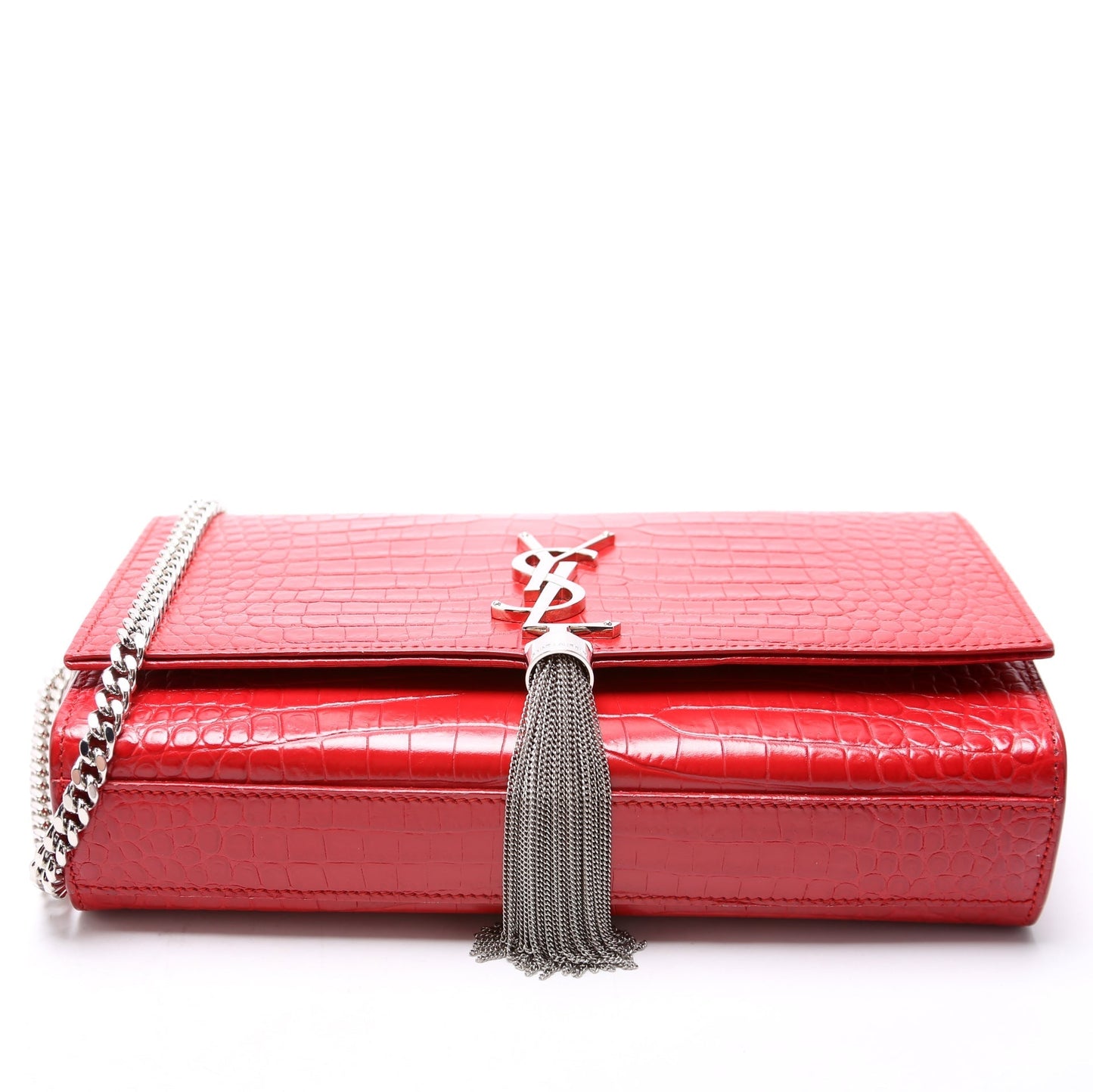 Saint Laurent Kate Tassel Satchel Medium Crocodile Embossed Bag