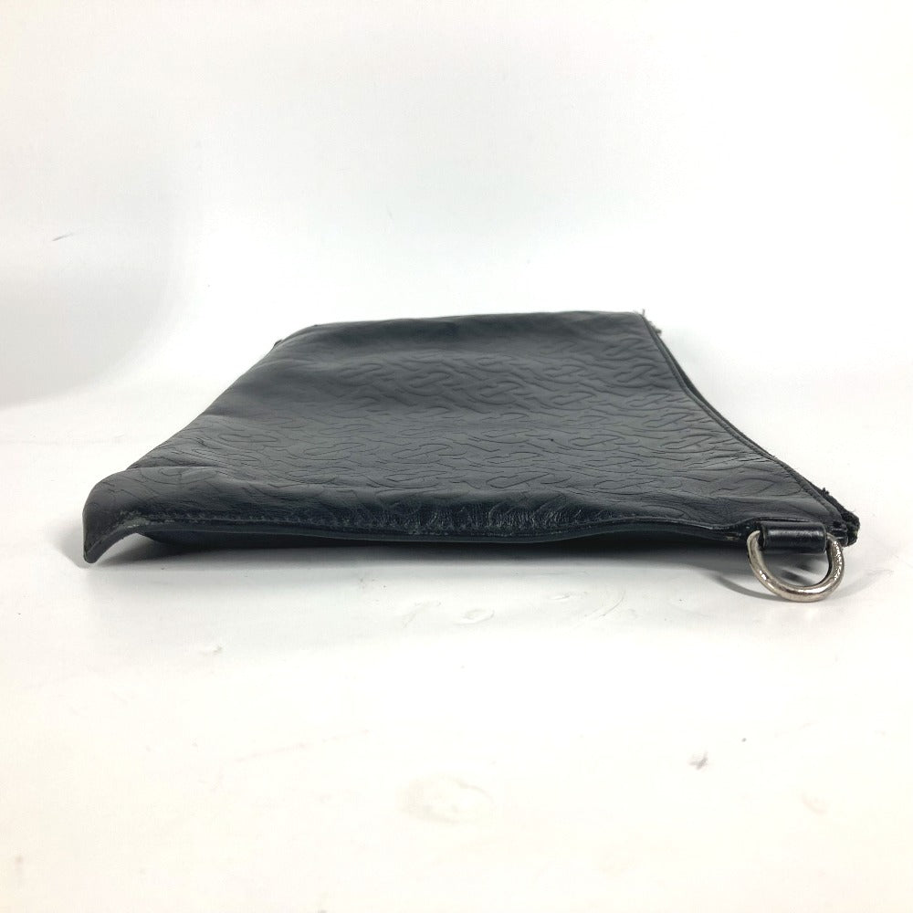 BURBERRY Clutch bag leather black TB logo mens