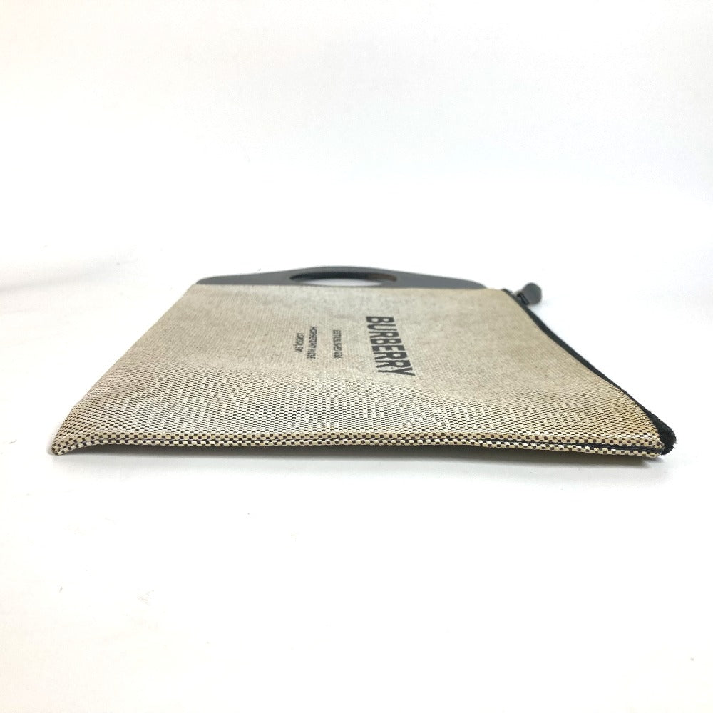 BURBERRY Clutch bag Leather / canvas gray logo mens
