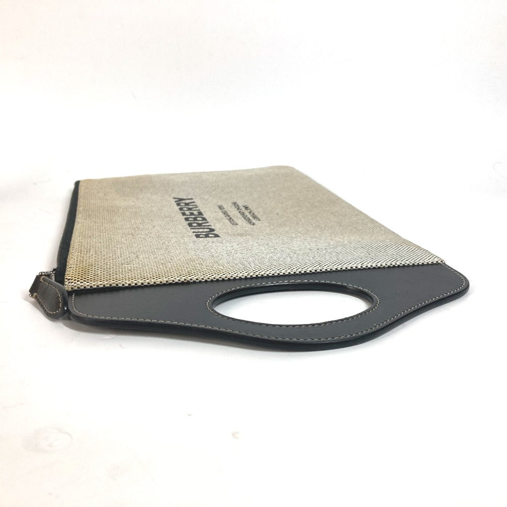 BURBERRY Clutch bag Leather / canvas gray logo mens