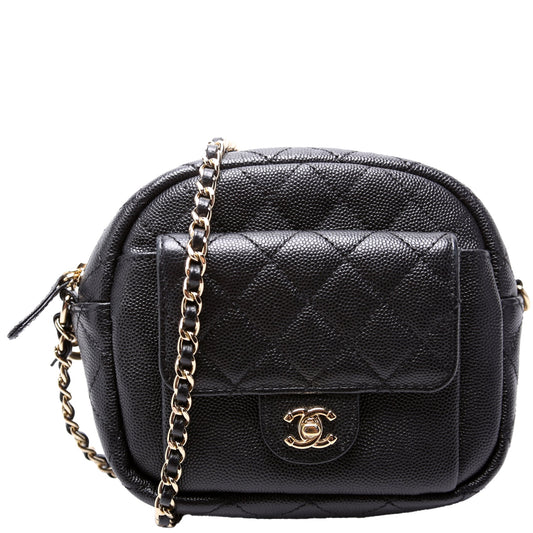Chanel CC Day Camera Case Quilted Caviar 27M Bag
