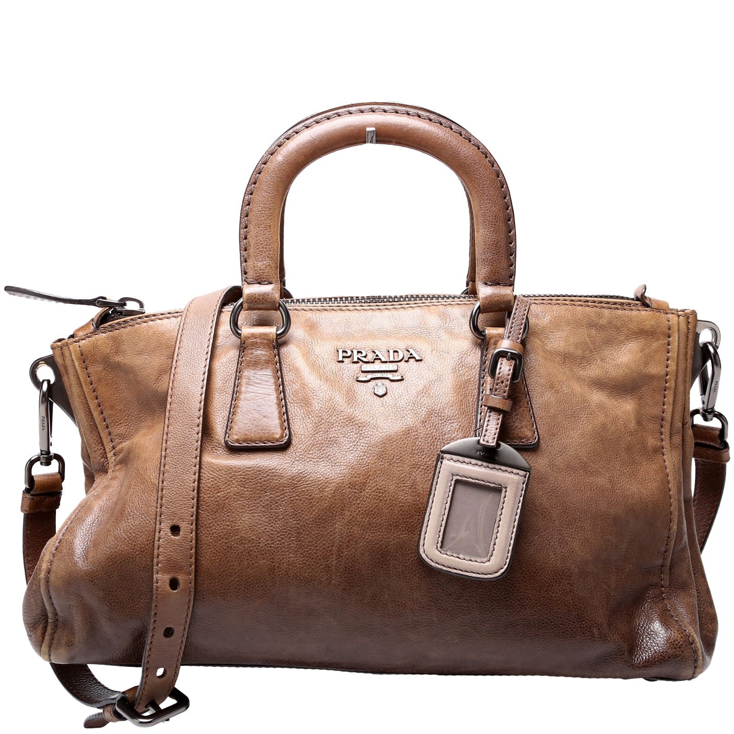 Prada BL0739 Glace Calfskin Top Handle Satchel Bag