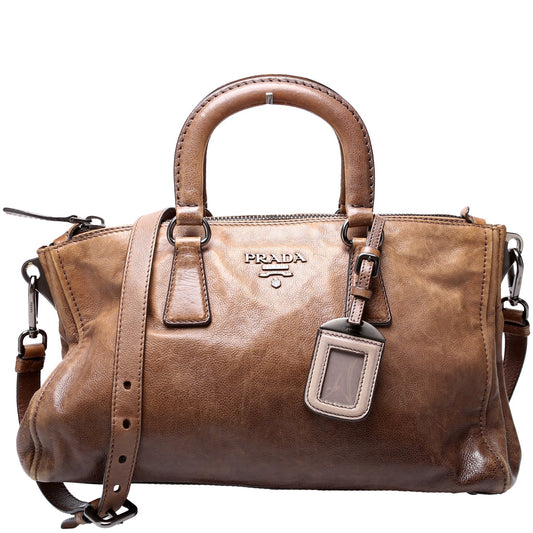 Prada BL0739 Glace Calfskin Top Handle Satchel Bag