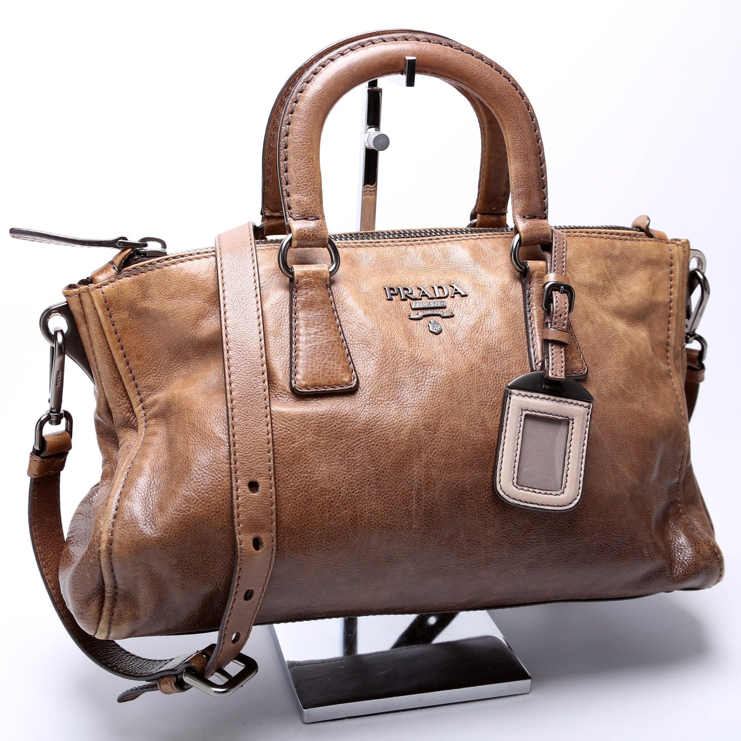 Prada BL0739 Glace Calfskin Top Handle Satchel Bag