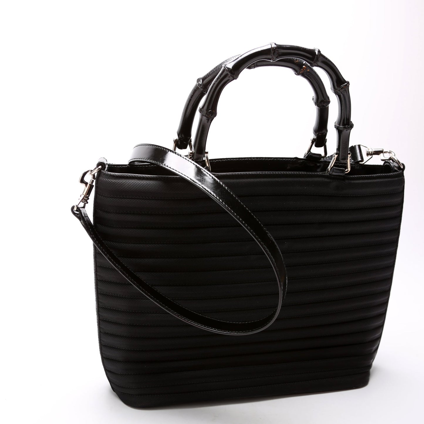Gucci 000.1705 Bamboo 2-Way Quilted Nylon Tote Vintage Bag