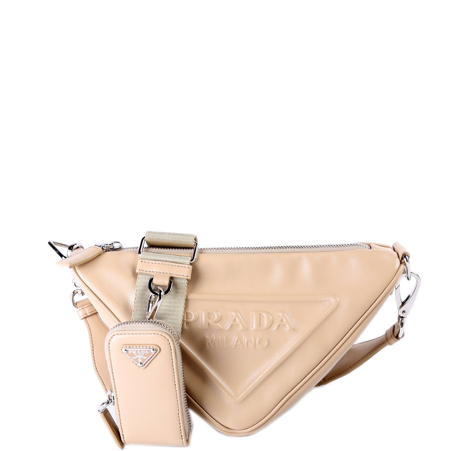 Prada Triangle Logo Leather Shoulder Bag