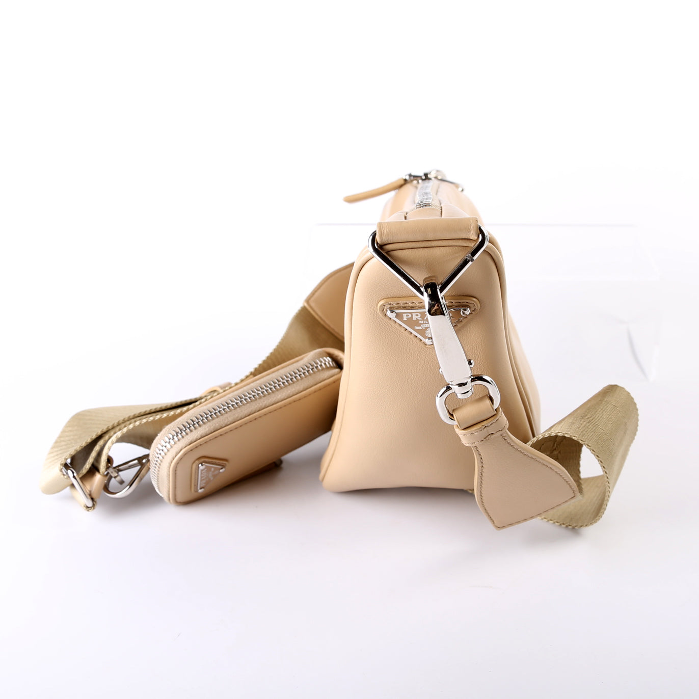 Prada Triangle Logo Leather Shoulder Bag