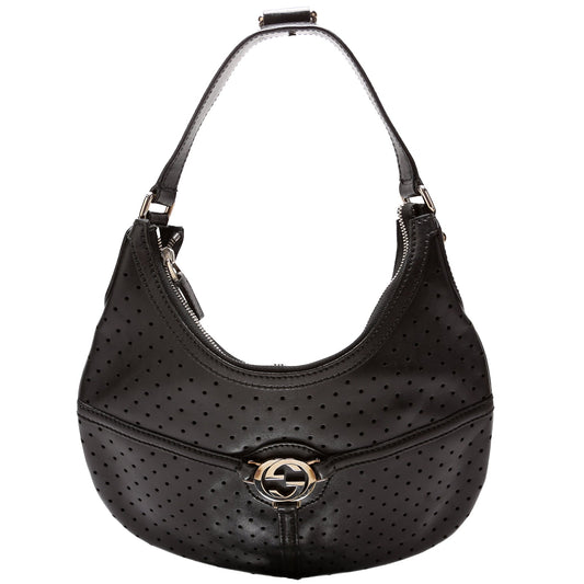 Gucci 114869 Reins Hobo Perforated Leather Bag