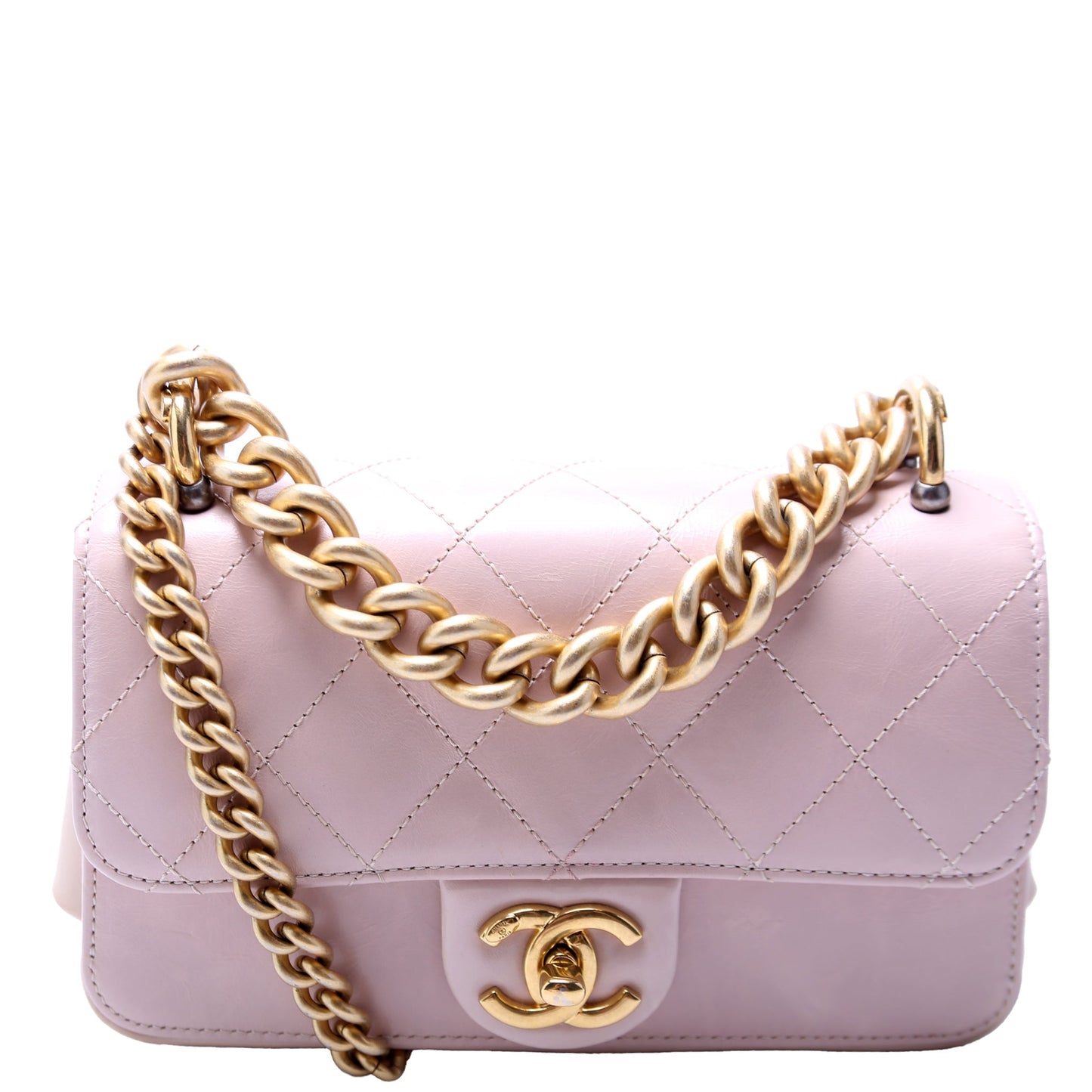 Chanel Straight Lined Mini Flap Quilted Glazed Calfskin 24M Bag