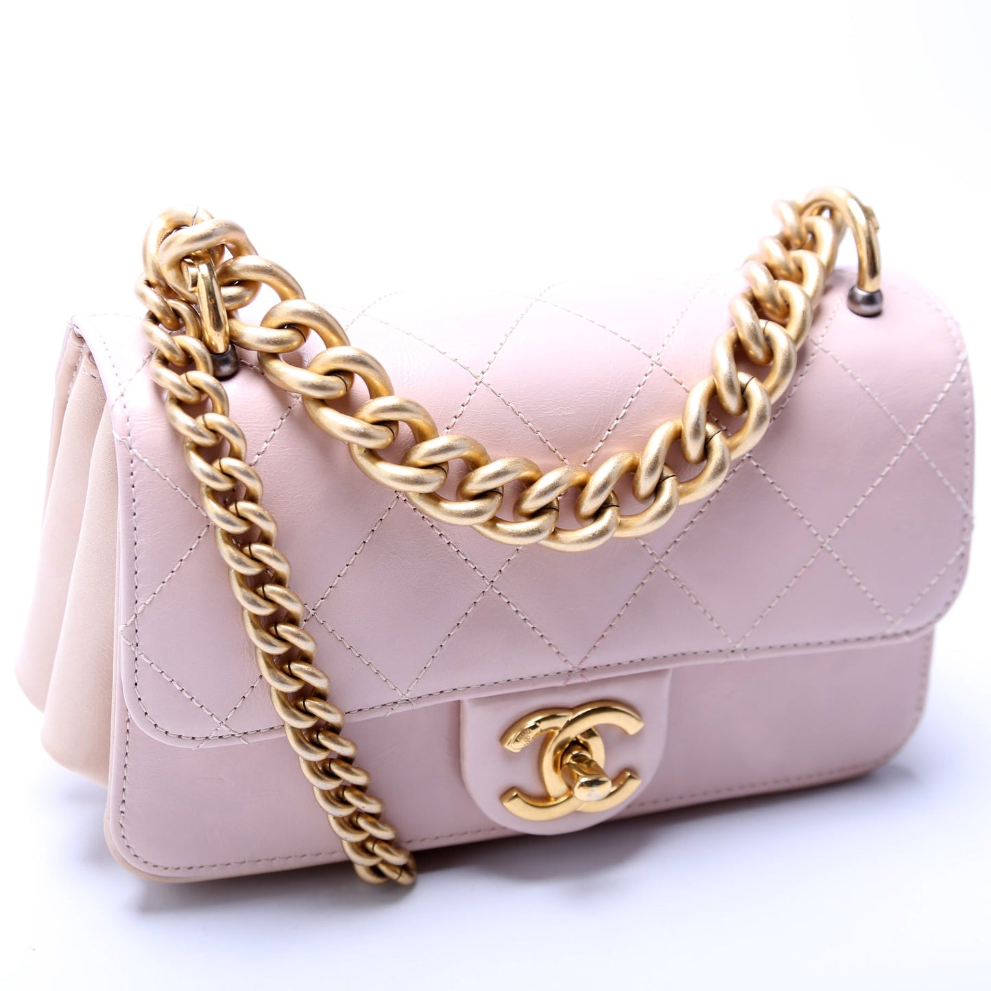 Chanel Straight Lined Mini Flap Quilted Glazed Calfskin 24M Bag