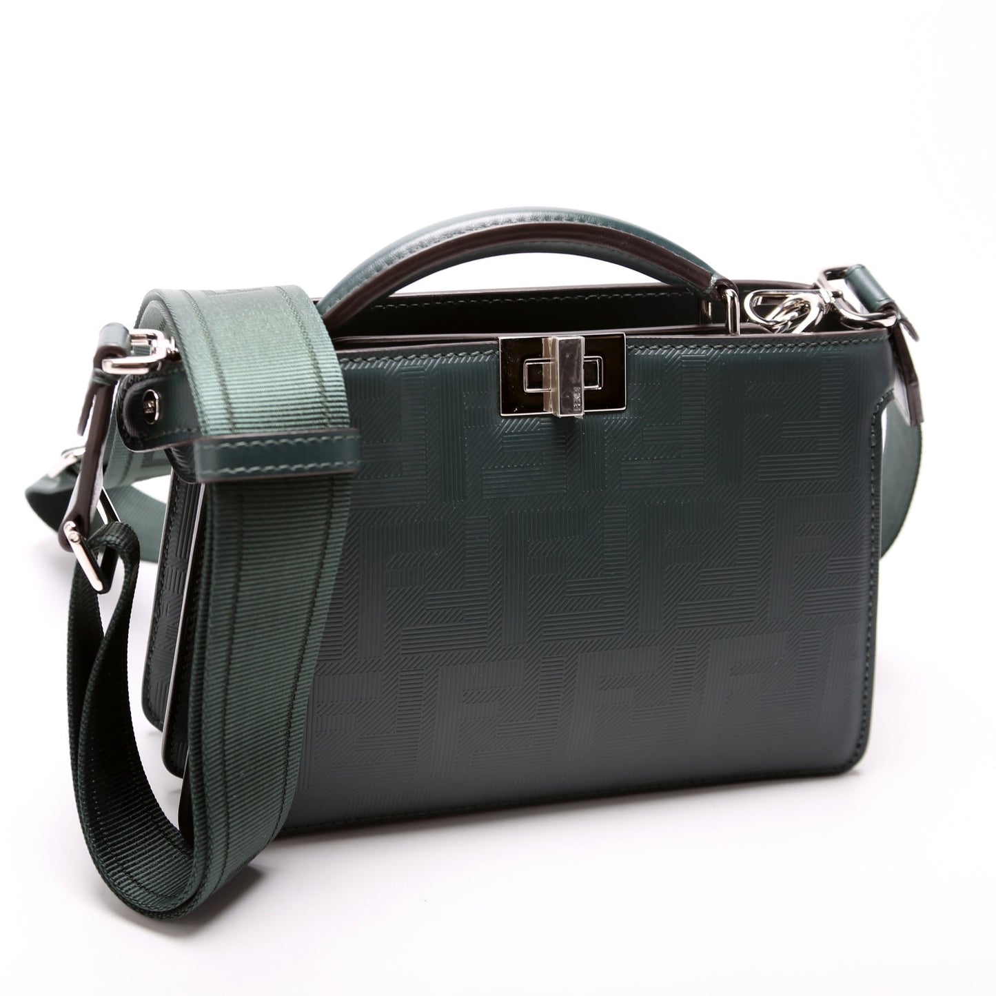 Fendi x Marc Jacobs FF Embossed Peekaboo Iseeu Crossbody 7VA582 Green Bag