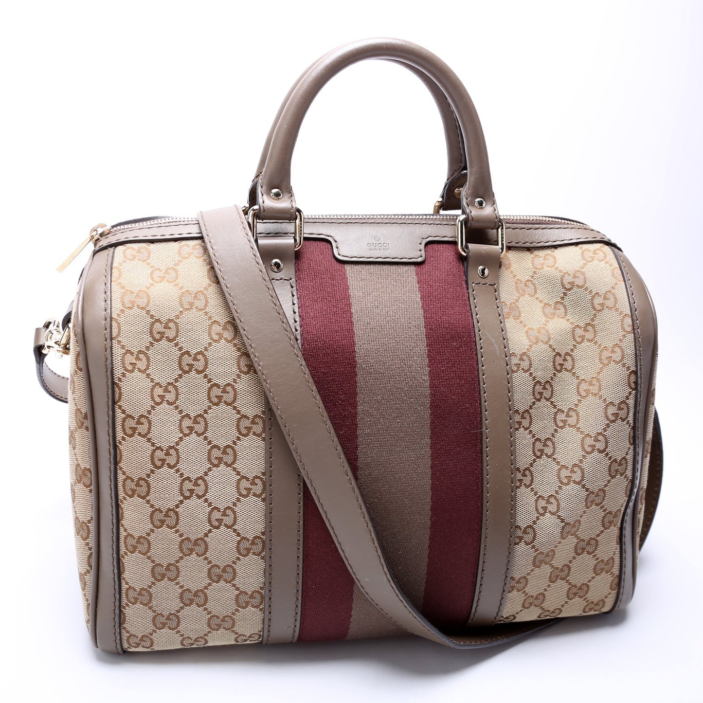 Gucci Boston Canvas 247205 Taupe Bag
