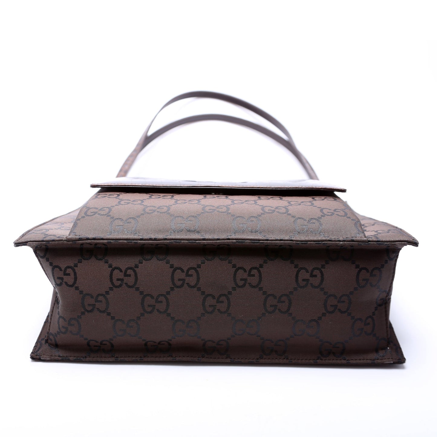 Gucci 001-3132 GG Nylon/Croc Embossed Flap Shoulder Vintage Brown Bag