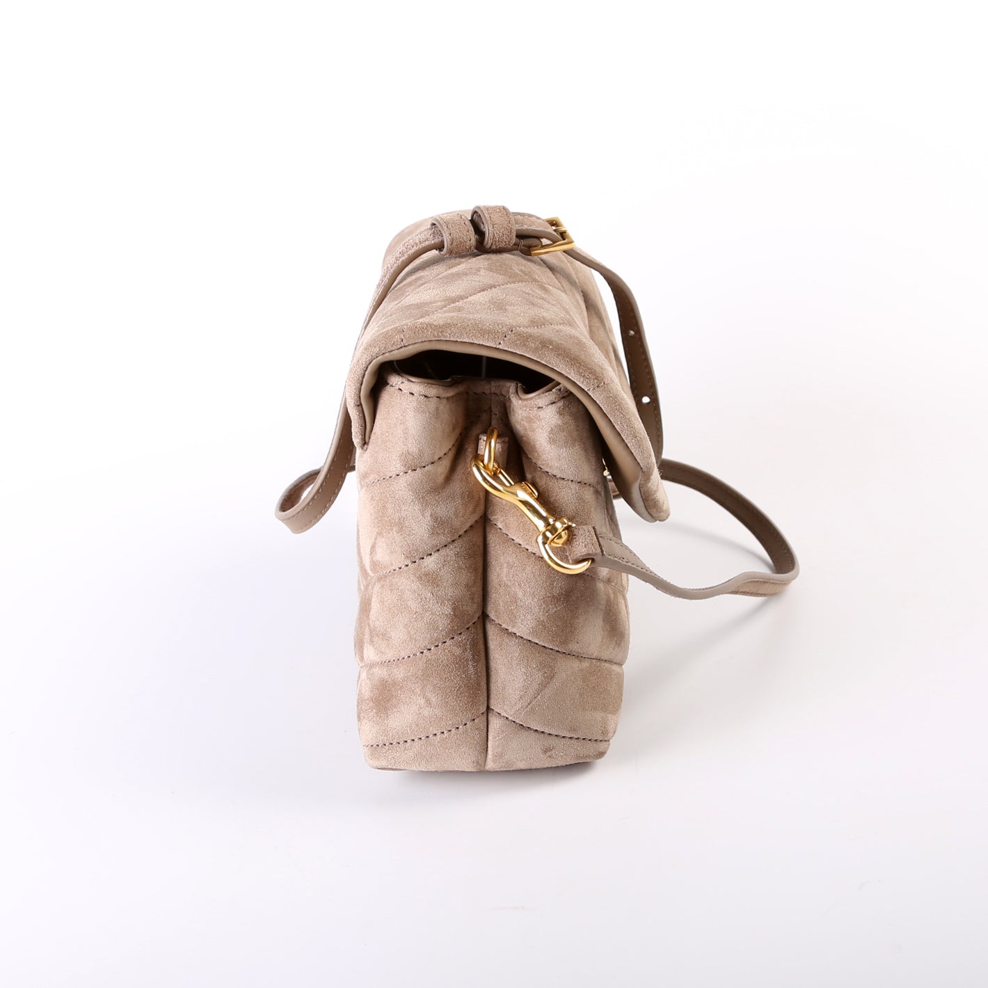 Saint Laurent Loulou Suede Satchel Toy Crossbody Taupe Bag