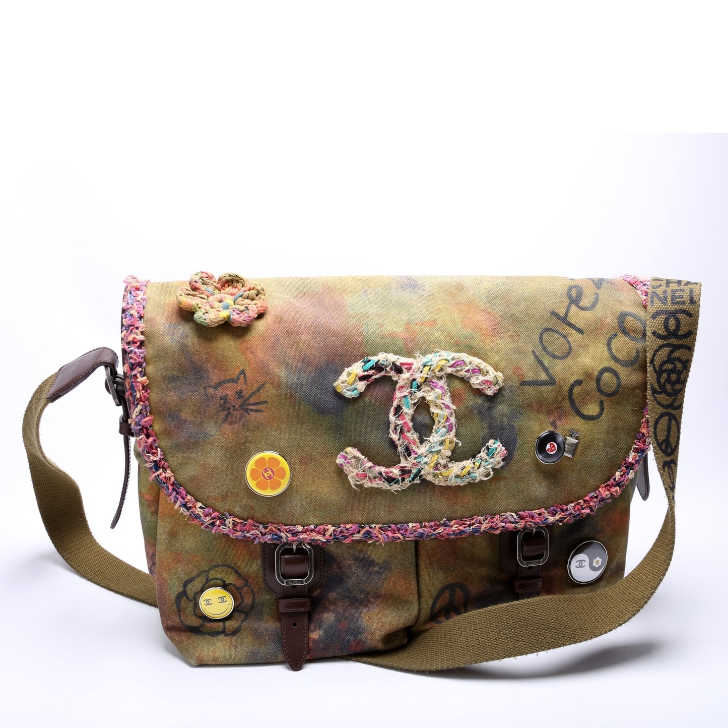 Chanel Graffiti On the Pavements Washed Toile Messenger Bag