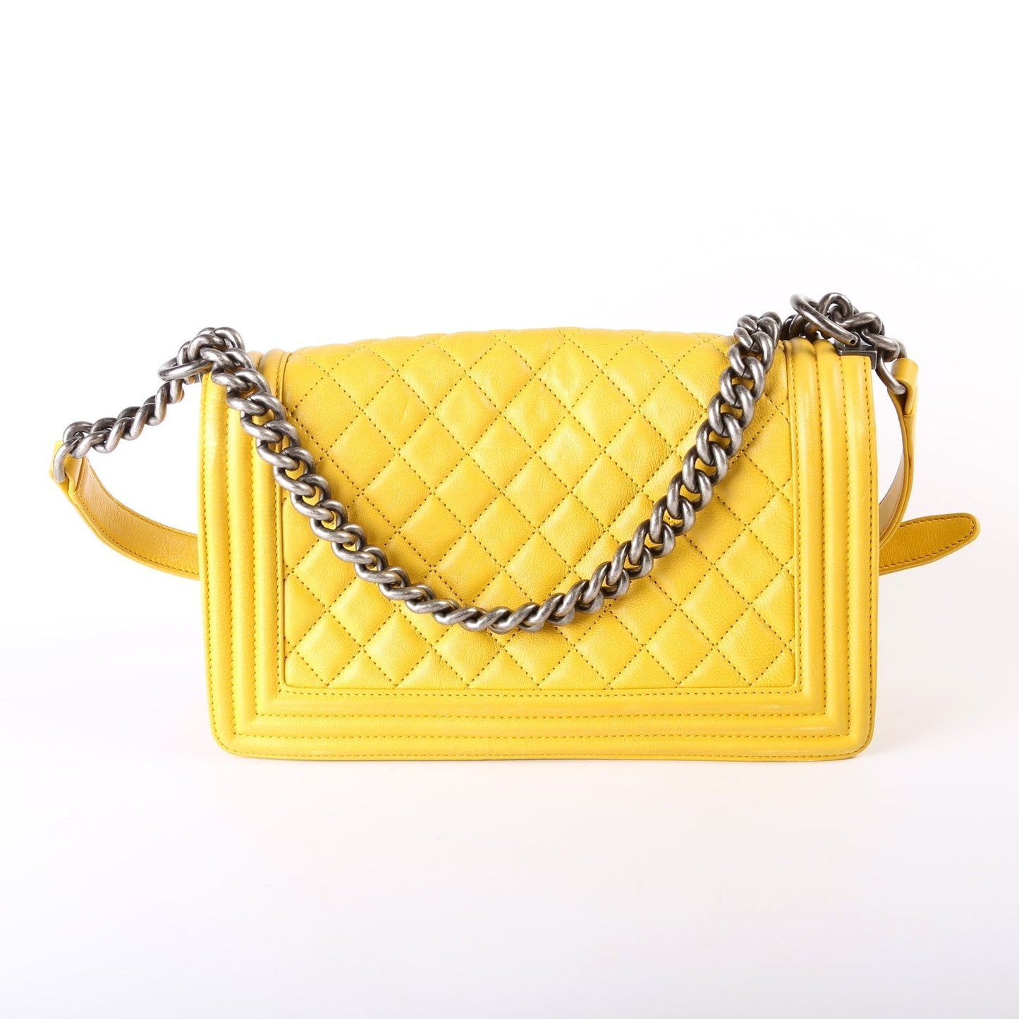 Chanel Boy Flap Medium Old Lambskin 15-20M Yellow Bag