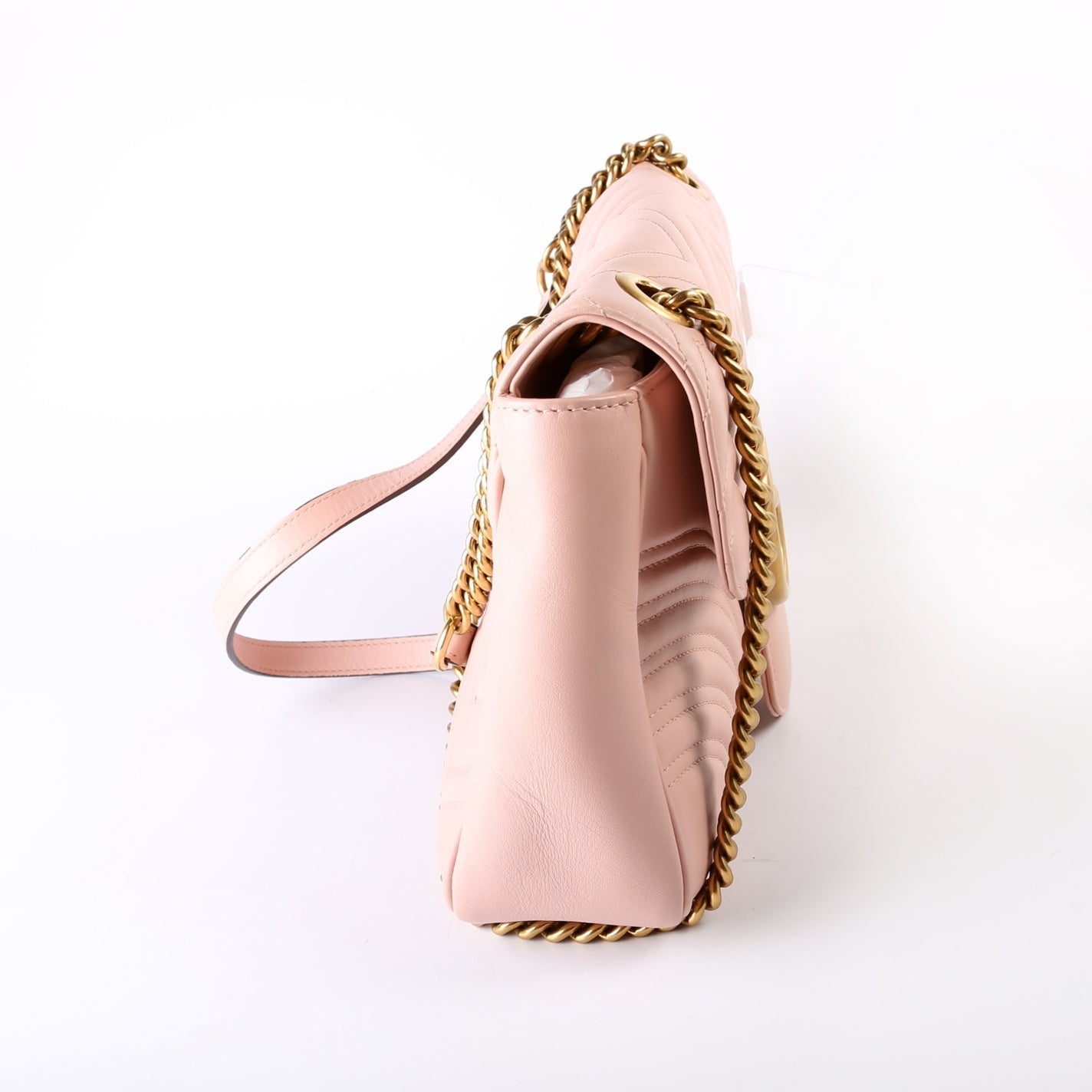Gucci 443496 Marmont Leather Shoulder Medium Pink Bag
