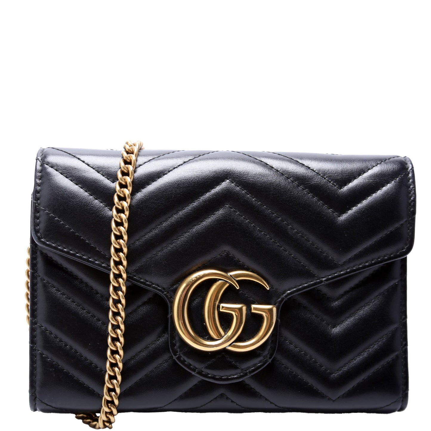 Gucci 474575 Marmont Chain Wallet Black Bag