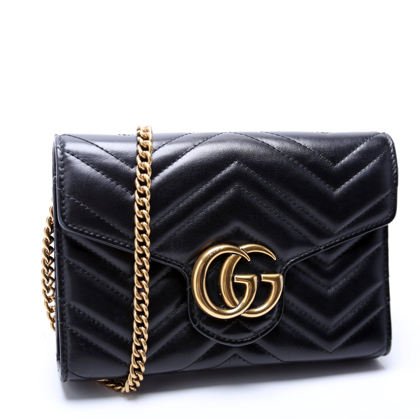Gucci 474575 Marmont Chain Wallet Black Bag