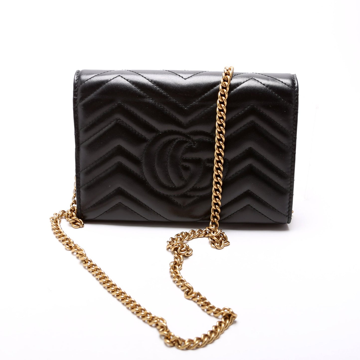 Gucci 474575 Marmont Chain Wallet Black Bag
