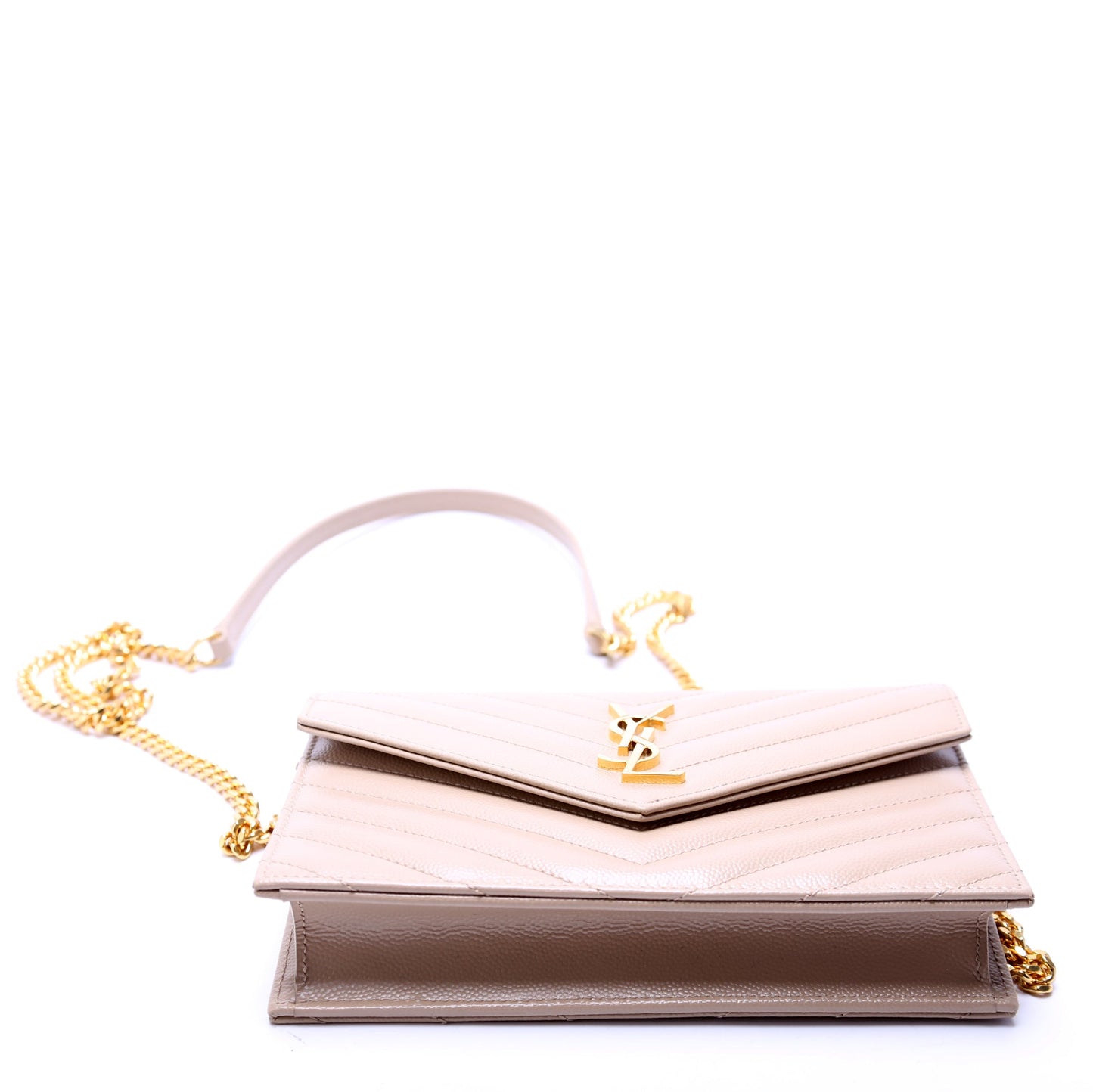 Saint Laurent Envelope Chain Wallet Beige Bag