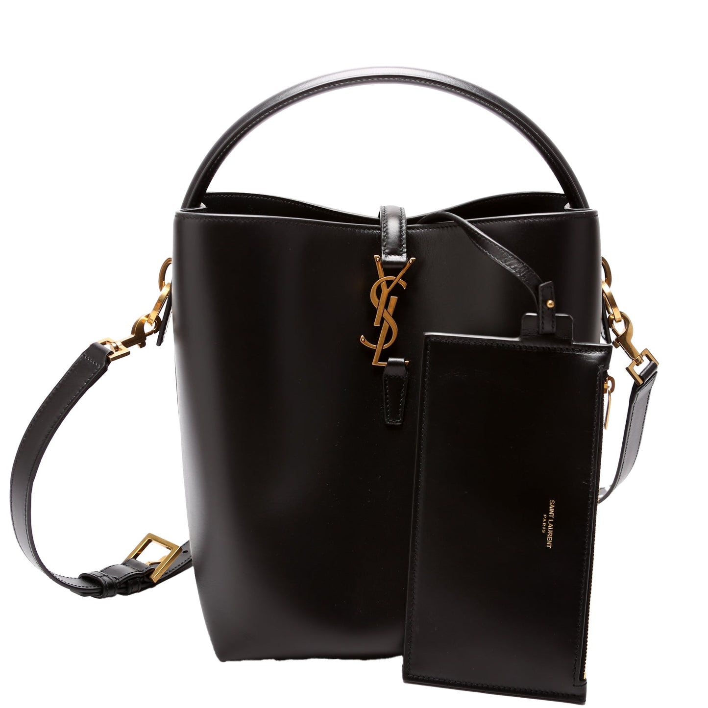 Saint Laurent Le 37 Bucket Shiny Leather 742828 Black Bag