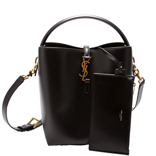 Saint Laurent Le 37 Bucket Shiny Leather 742828 Black Bag