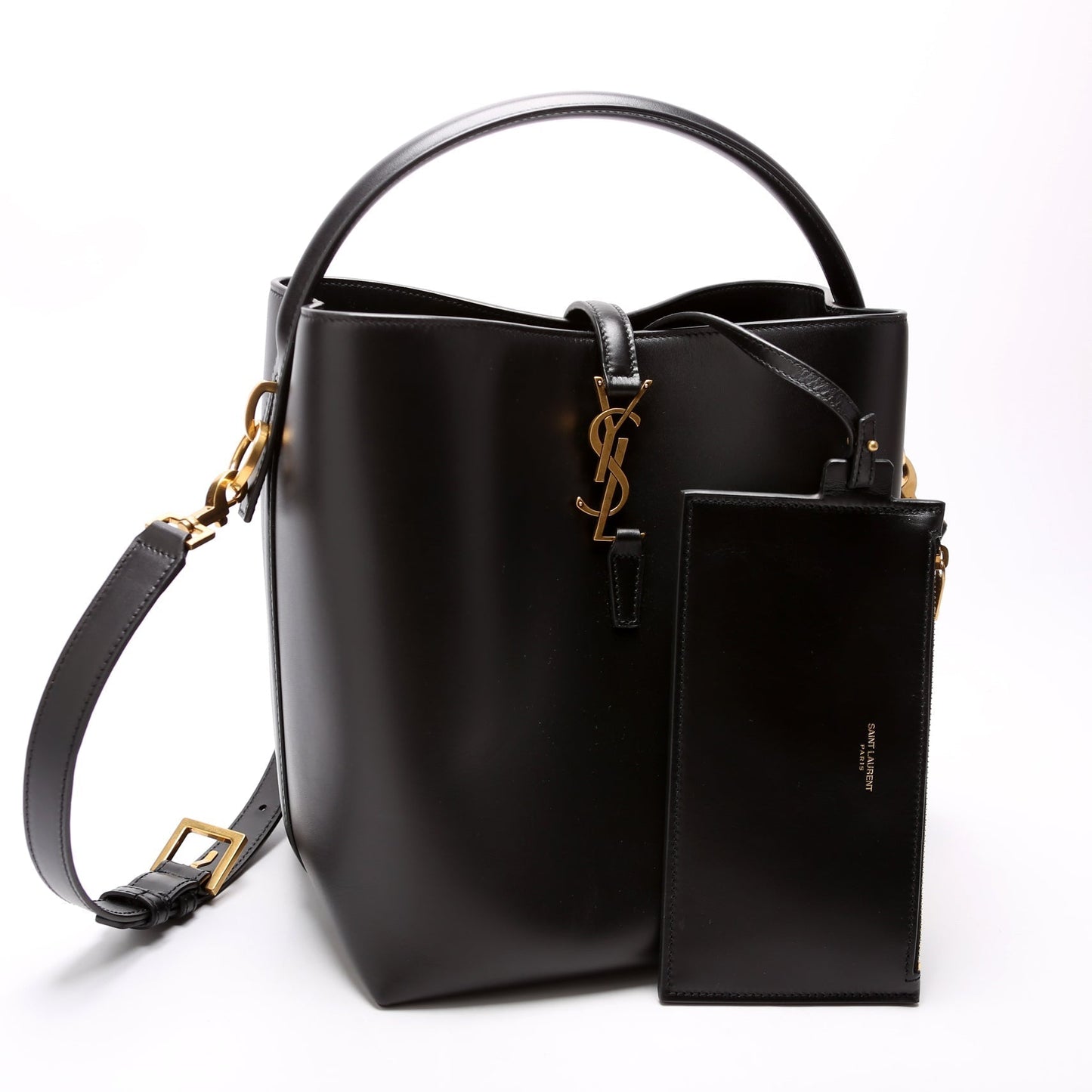 Saint Laurent Le 37 Bucket Shiny Leather 742828 Black Bag