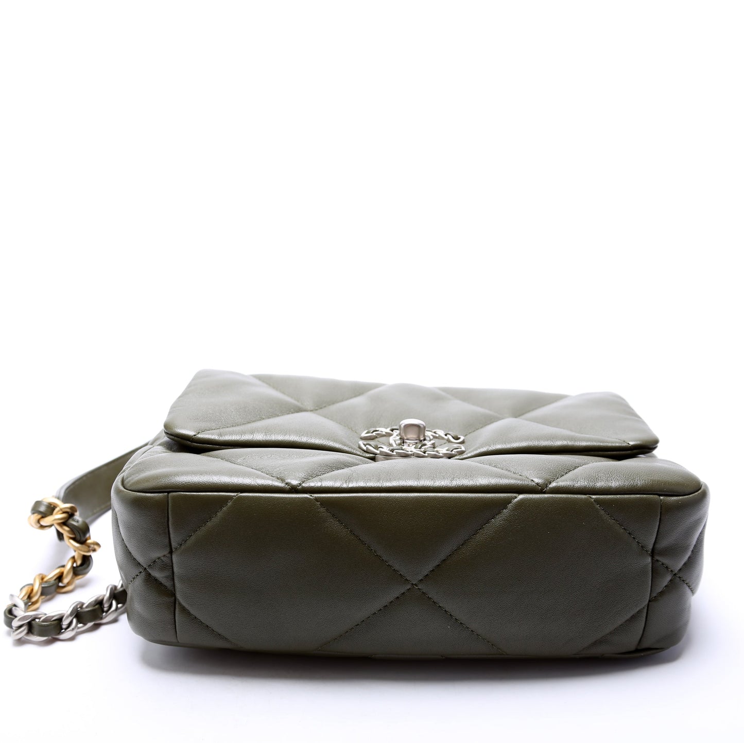 Chanel 19 Medium Flap Quilted Goatskin 28M Green Bag