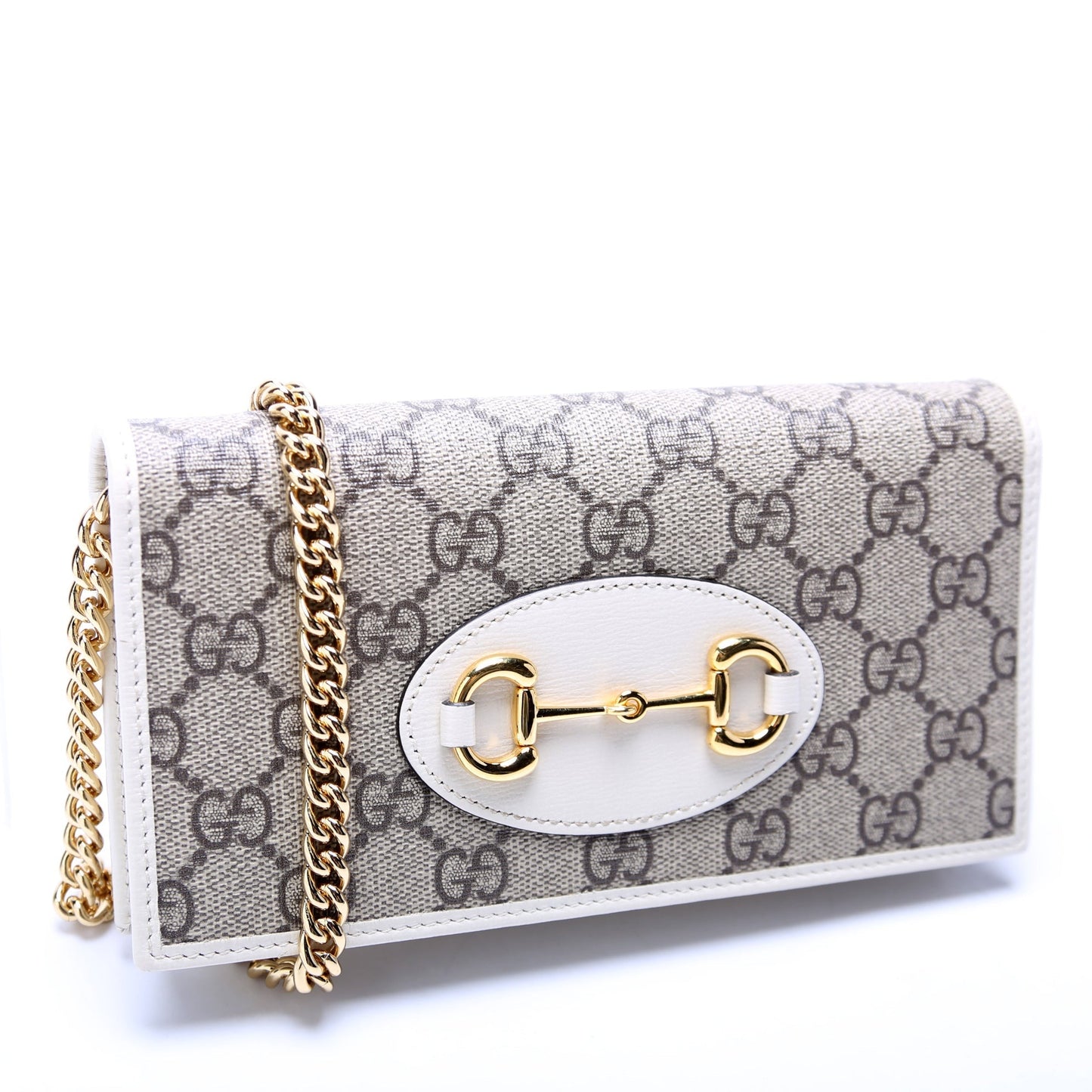 Gucci 621892 Horsebit 1955 Wallet With Chain White Bag