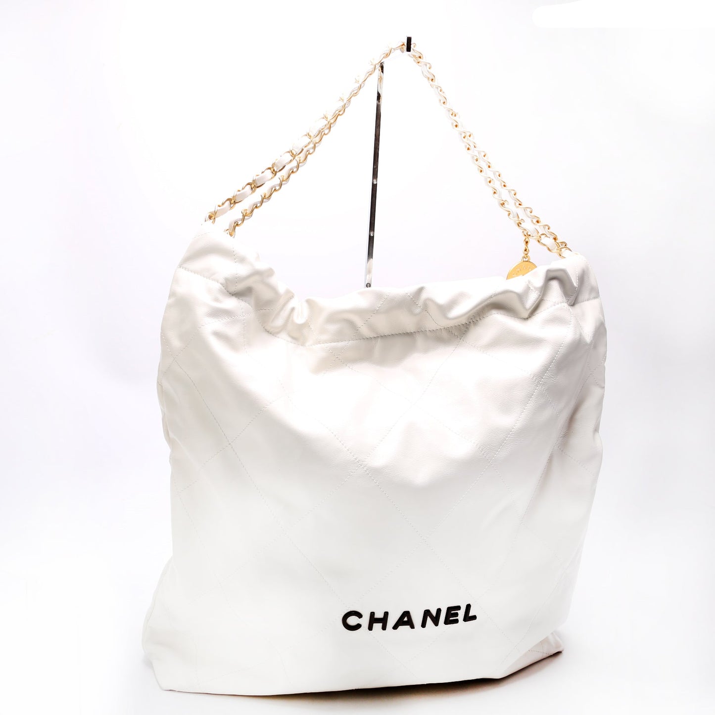 Chanel 22 Quilted Large Hobo White Bag