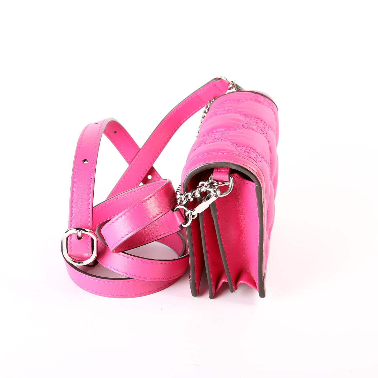 Gucci 723777 GG Nylon Shoulder Pink Bag