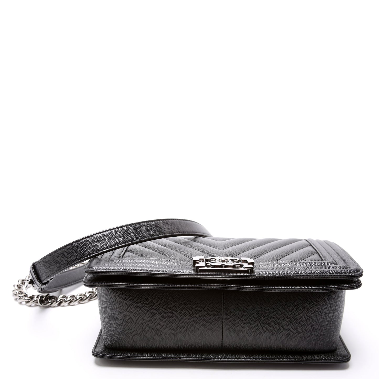 Chanel Boy Flap Medium Chevron Caviar 25M Black Bag