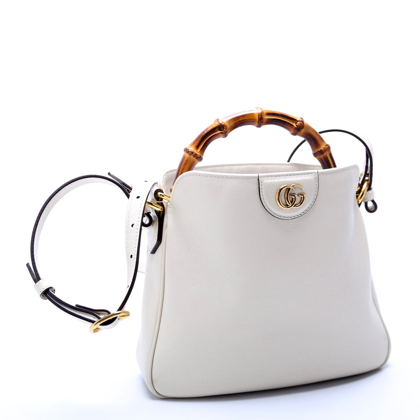 Gucci 746124 Diana Bamboo Shoulder White Bag