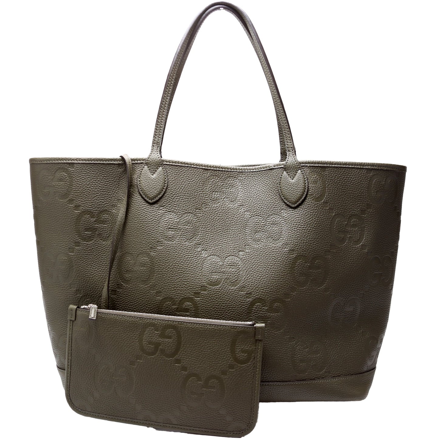 Gucci 726755 GG Embossed Tote W/Pouch Large Green Bag