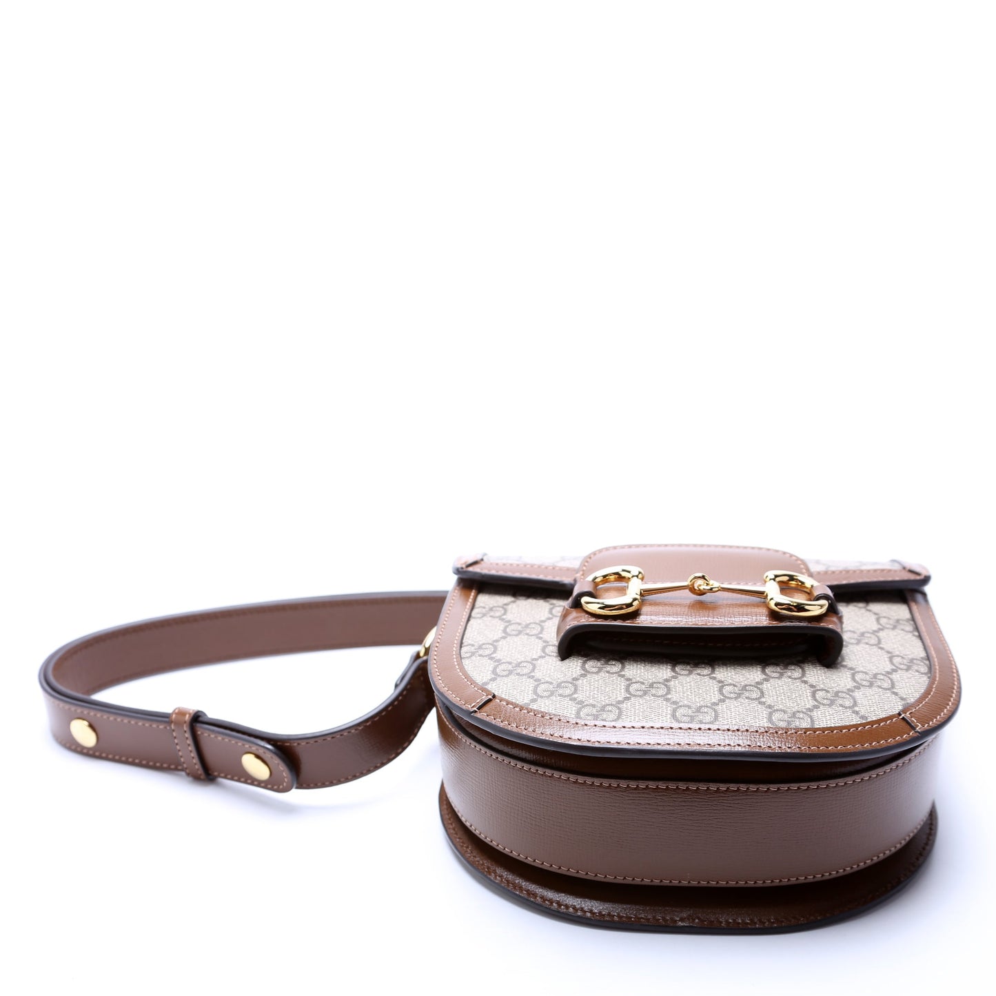 Gucci 760191 Horsebit 1955 GG Supreme Mini Rounded Brown Bag