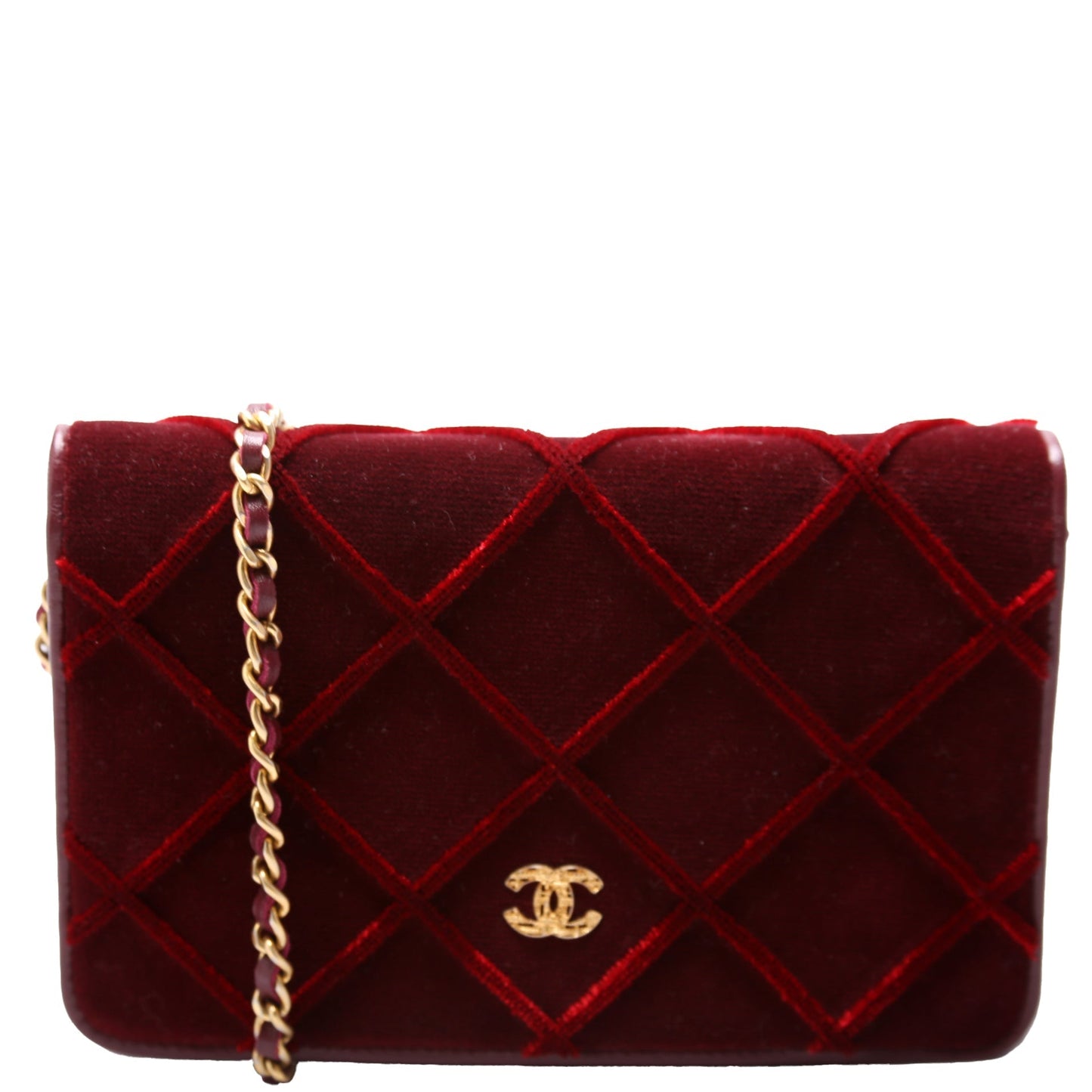 Chanel WOC 3D Quilted Velvet 24M Red Bag
