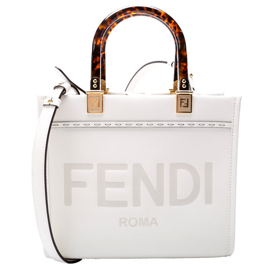 Fendi 8BH394 Sunshine Shopper Small Leather White Bag