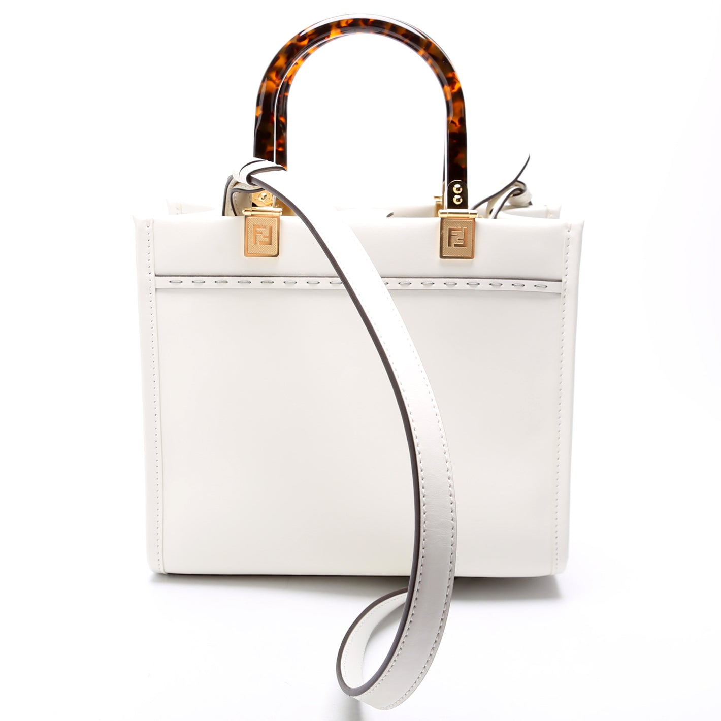 Fendi 8BH394 Sunshine Shopper Small Leather White Bag