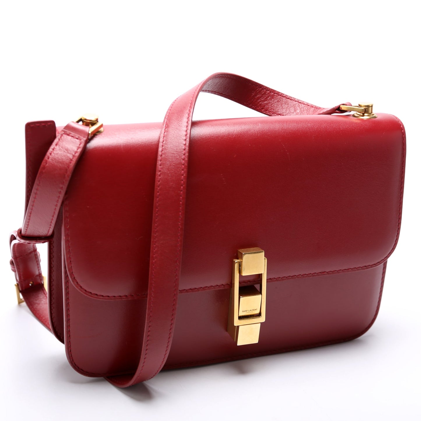 Saint Laurent Calfskin Le Carre Satchel Red Bag