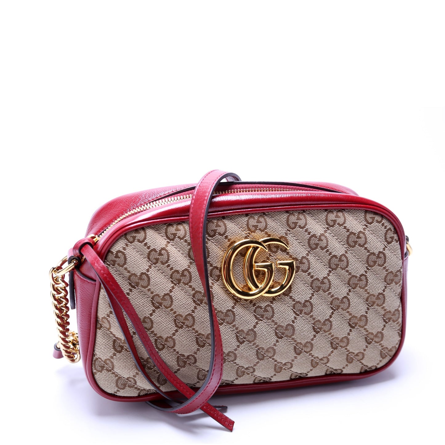 Gucci 447632 Marmont Sall Canvas Camera Red Bag