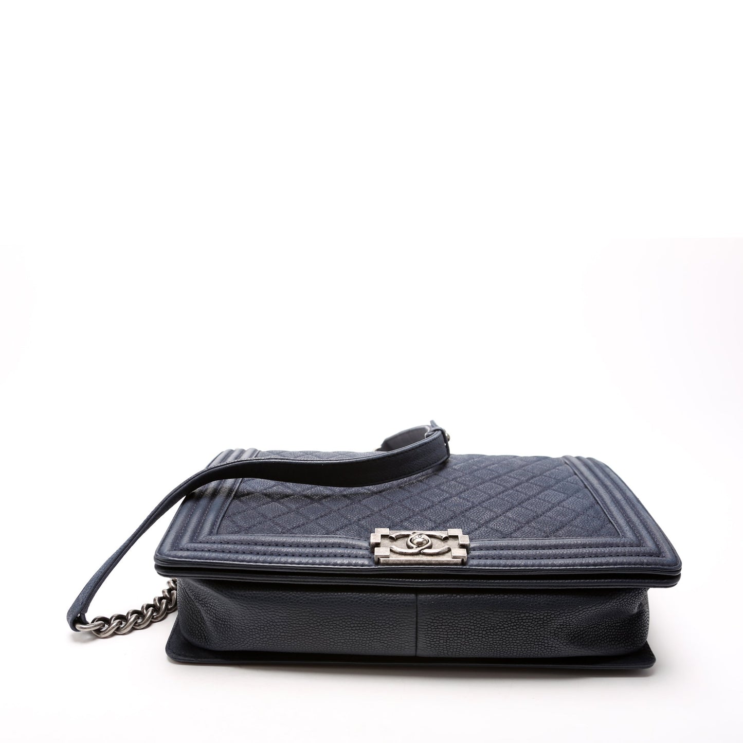 Chanel Boy Flap Large Lambskin 16M Navy Bag