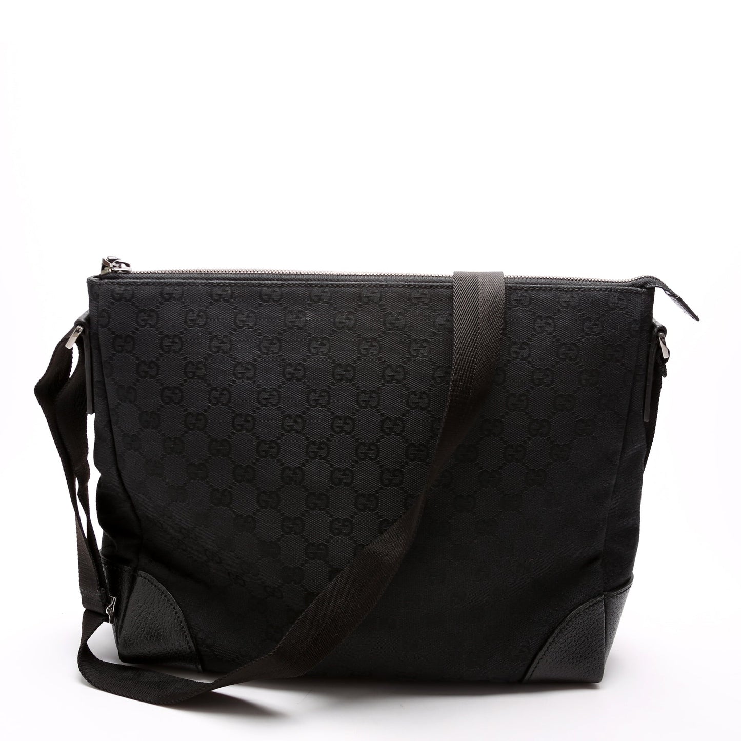 Gucci 11054 GG Canvas Joy Messenger Black Bag