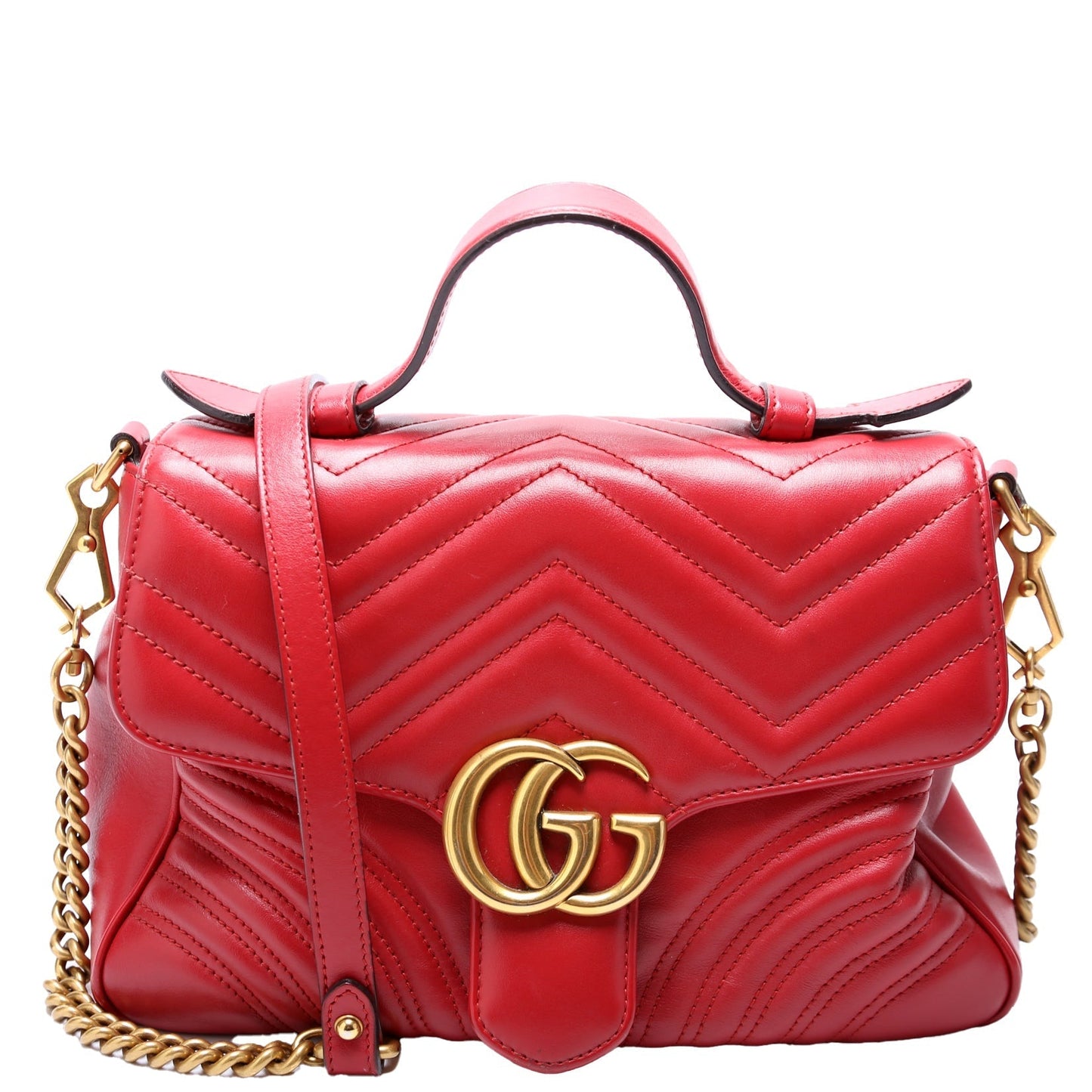 Gucci 498110 GG Marmont Small Top Handle Red Bag