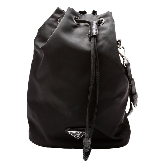 Prada 1NE369 Re-Nylon Drawstring Pouch Black Bag