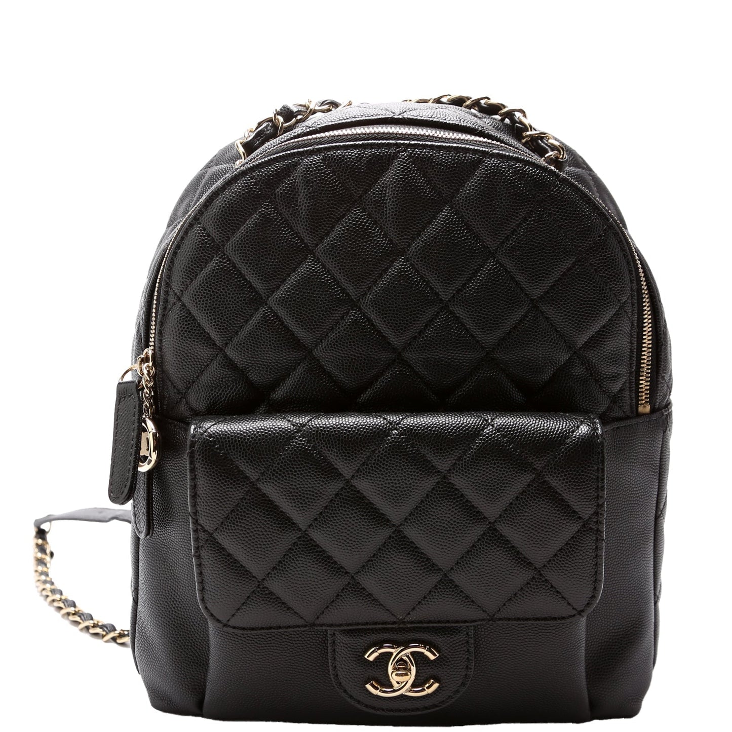 Chanel Zip Around Medium Backpack Caviar 26M Black Bag