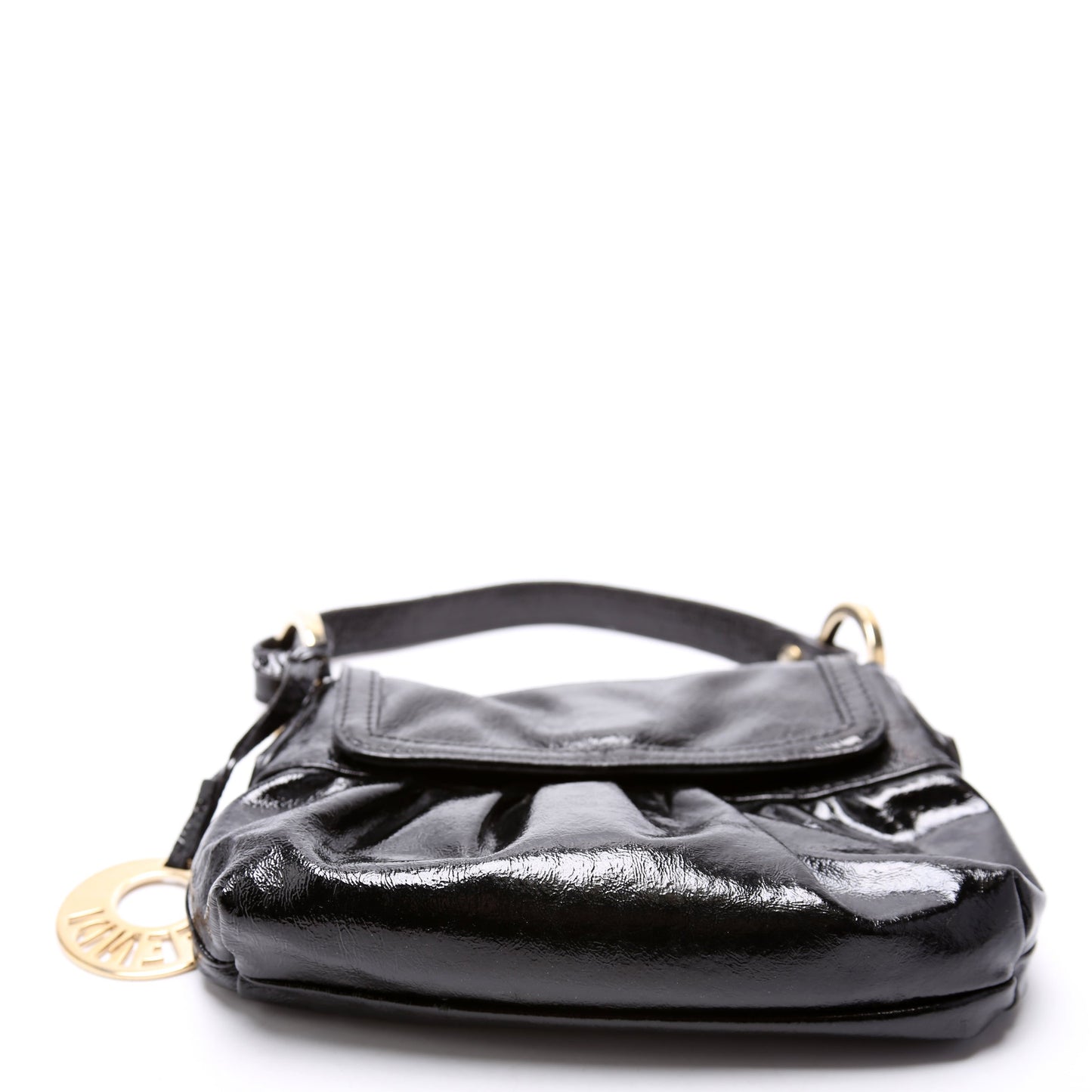 Fendi Crinkled Leather Mini Chef Hobo Black Bag