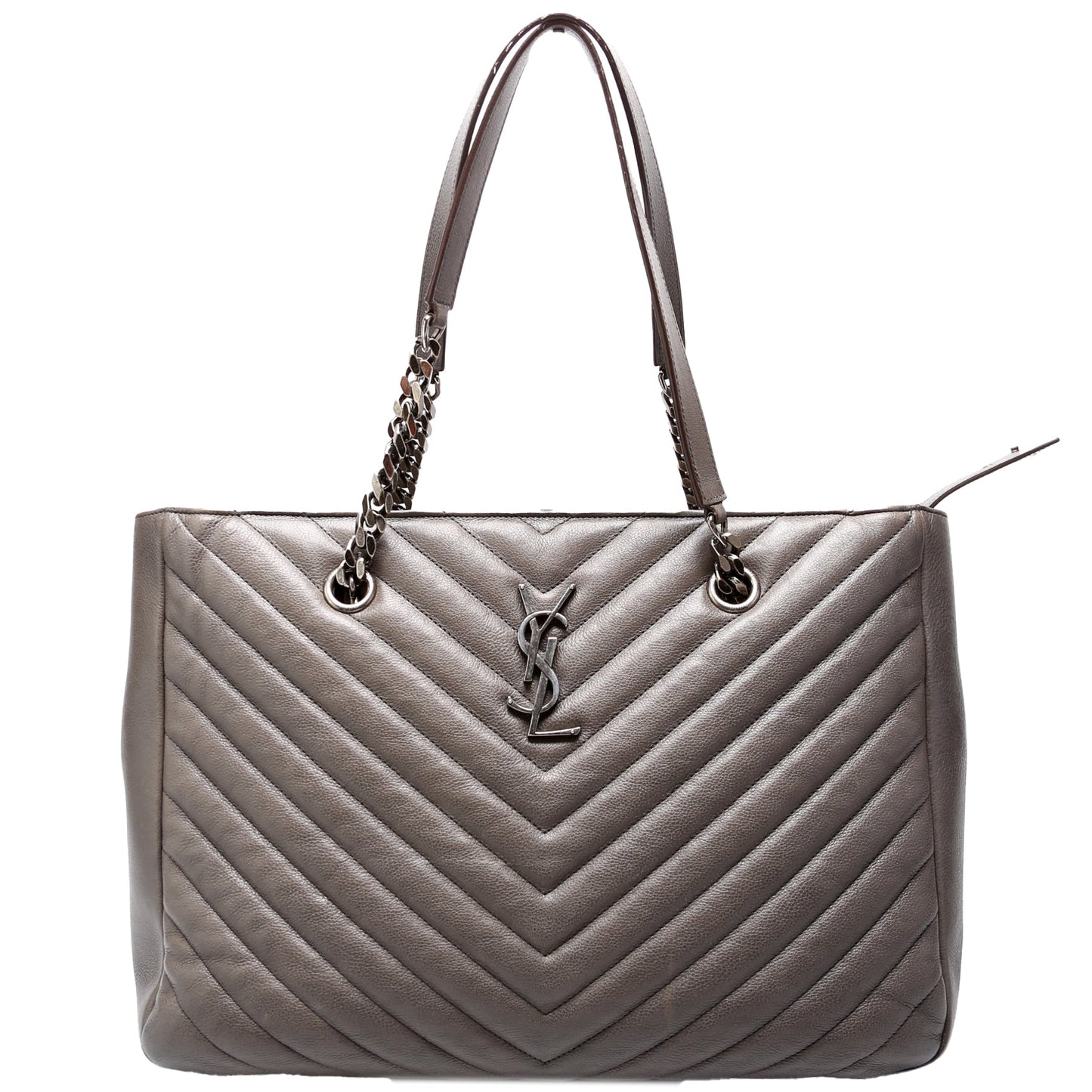 Saint Laurent 392739 Chevron Large Tote Sheepskin Grey Bag